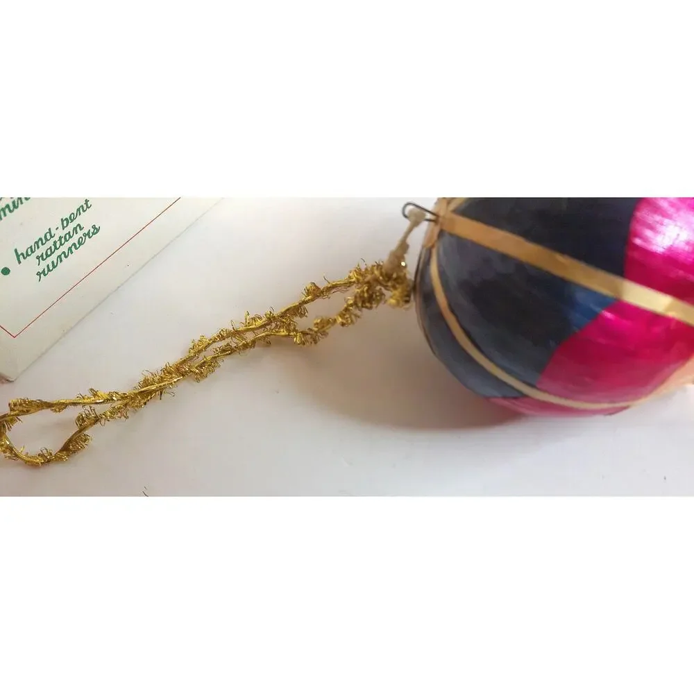 Hot Air Balloon Christmas Ornament Handmade Wheat Straw Colorful Decor